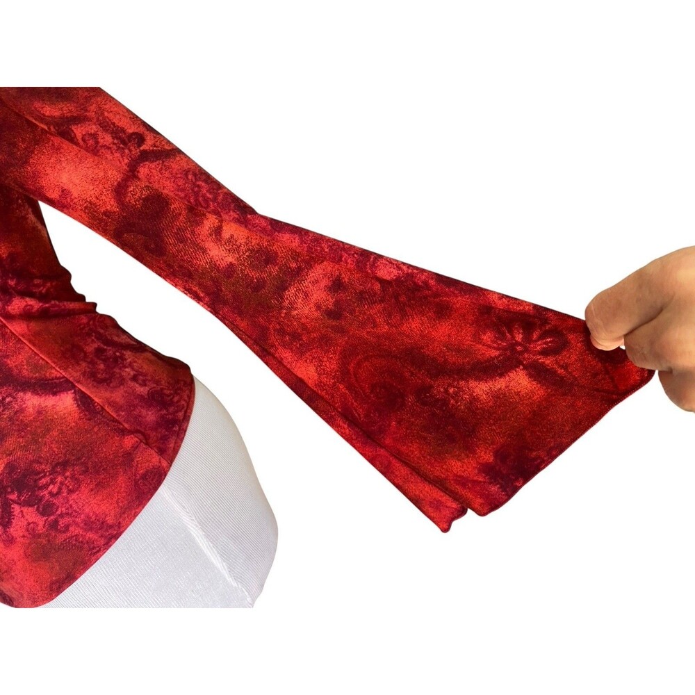 Vintage Y2K Babydoll Top Size S Red Bell Sleeves Witchy Whimsygoth Dark Fairy‎ - Picture 4 of 9